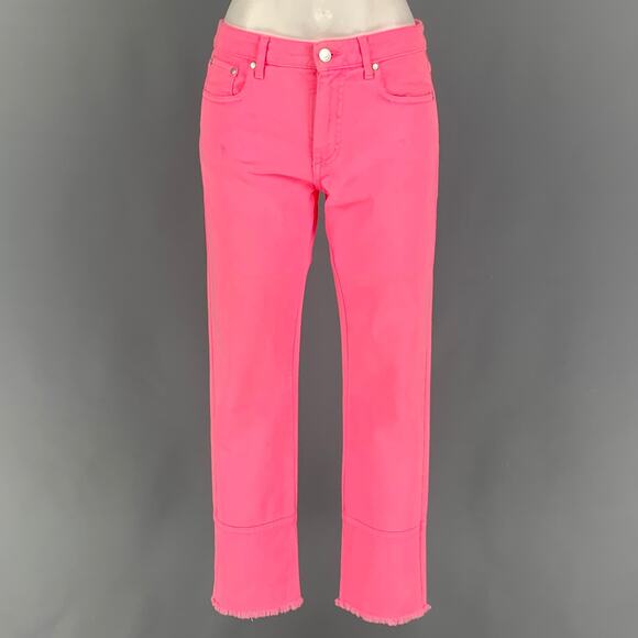 MSGM Size 2 Pink Denim Raw Hem Jeans - Picture 1 of 1